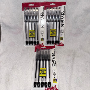 NIP Pentel R.S.V.P. Fine 0.7mm Ballpoint Pens Black Ink Set Of 3 Pks (5 per pk)